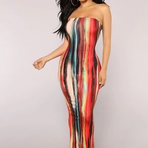 Rainbow Long Tube Dress